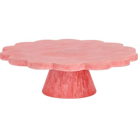 Présentoir à gâteau rose en résine - rose marbré (1/3)