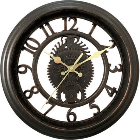 11" Vintage Wall Clock - Black, Creative Skeleton Wall Clock, Round Luminous Living Room Wall Clock, Luxury Style (1/5)
