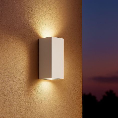 Applique extérieure blanche rectangulaire double faisceau 2x GU10 – IP54 – Fonte d'aluminium – 150mm de hauteur – 92mm de profondeur (1/5)