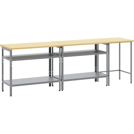 Ensemble d'établi 3 pcs Beige et gris Acier enduit de poudre (1/4)
