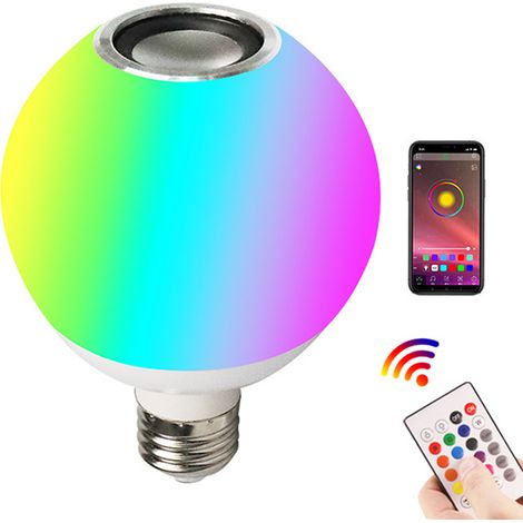 Ampoule LED connectée Bluetooth avec haut-parleur, contrôle app, RGB + blanc, 12 W, 265 V (blanche + RGB) (1/5)