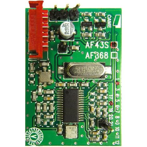 Récepteur Radio CAME AF43S 433,92 MHz embrochable – 2 canaux – 12/24V AC/DC – Compatible télécommandes CAME TOP432NA / TOP432EV – Motorisation portail