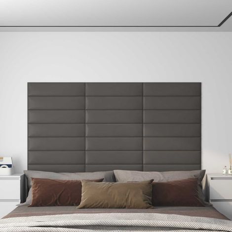 Wandkopfteilen 12 pcs Grau 60 x 15 cm Stoff
