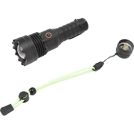 Lampe torche LED étanche 5800 lm, rechargeable par USB, idéale pour les situations d'urgence en extérieur, avec 5 modes d'éclairage et un zoom pour le camping. (1/5)