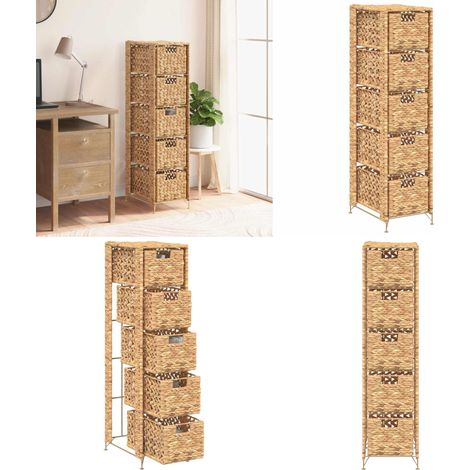 Standregal mit 5 Körben 25,5x37x100 cm Wasserhyazinthe - Schubladenschrank - Aufbewahrungsraum - Garderobe - Wohnzimmer Dekoration - Landhaus Stil - Home & Living