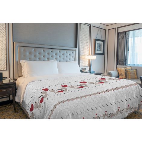 Copriletto estivo made in Italy 100% cotone piquet singolo matrimoniale piazza e mezza diverse fantasie Gattini Beige - 1 Piazza e mezza