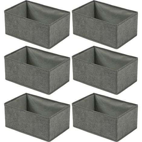 Boîte de rangement gris pliable pour vêtements imitation lin, taille moyenne [fermeture éclair] 28x14x12cm, multifonctionnelle 6 pièces (1/5)