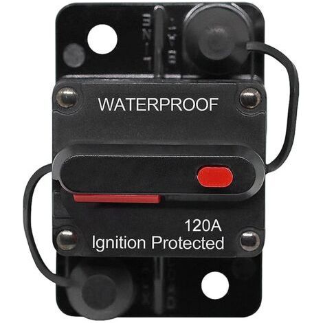 Disjoncteur de Voiture 30A - 150A, DC 12V - 48V Disjoncteur Étanche avec Réinitialisation Manuelle pour Moteur Auto Voiture Marine Bateau Vélo Stéréo Audio, 120A (1/5)