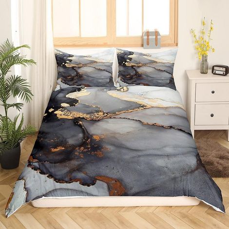 Bettwäsche-Set Marmor Design 220x240 cm Mikrofaser mit 2 Kissenbezügen 80x80 cm