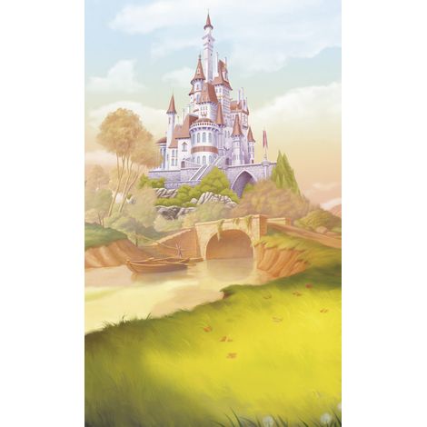 Papier peint panoramique - Disney Princess Belle Castle River - Taille: 150 x 250 cm