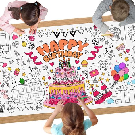 Ausmal-Tischdecke 183x76 cm für Kinder, Geburtstag, Basteln & Spiele