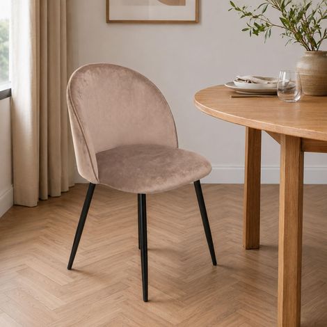 Chaise Fauteuil recouvert de velours, Chaise de salle à manger rembourrée, Siège de réunion, 51x54h82 cm, Gris (1/5)