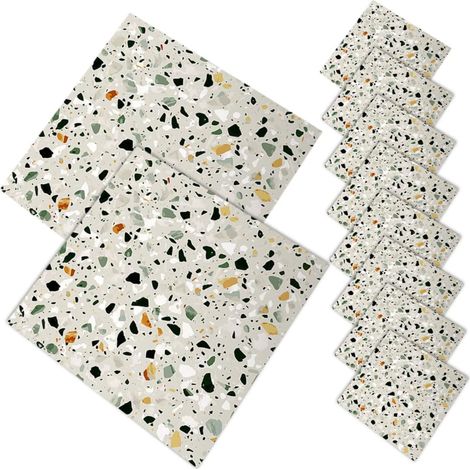 10 Pièces Autocollants pour Carrelage en Pvc Antidérapants et Étanches, Décoration Murale Cuisine et Salle de Bain, Installation Facile et Protection les Taches D'huile (1/5)