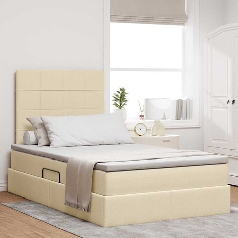Bett mit Stauraum und LED mit LED Creme 120 x 190 cm Polyester