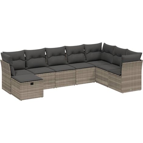 Maison Exclusive - Set Divano da Giardino 8pz con Cuscini Grigio Chiaro Polyrattan