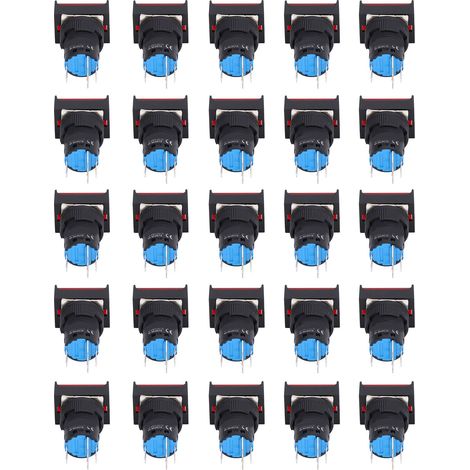Kit de 25 interrupteurs à bouton-poussoir autobloquants momentanés carrés de 16 mm avec voyant lumineux 24VRed (1/5)