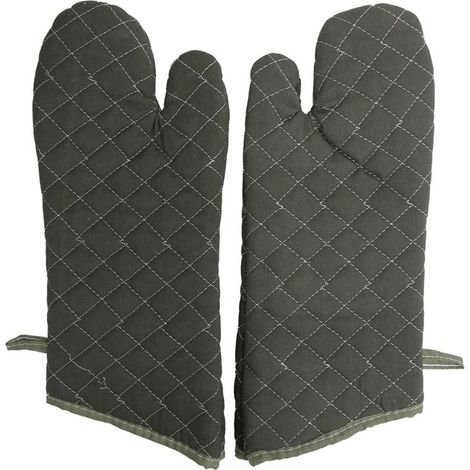 Unbranded kitchen gloves - Heat resistant - Made of thick cotton - Green color - Size 38 x 17.5 cm (1/5)