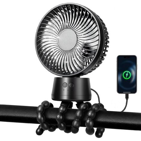 Ventilador Para Cochecito - 10000 mAh - 3 Velocidades - Oscilación Automática 90° - Compatible Con Cochecitos Y Asientos De Coche - 320x135x65 mm (1/5)