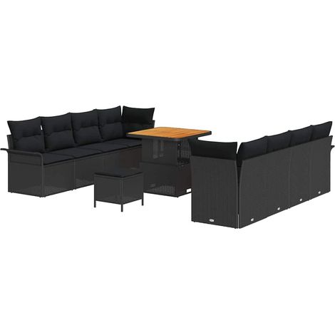 Garden Sofa Set with Cushion with Storage Black 80 x 80 x 71 cm vidaXL
