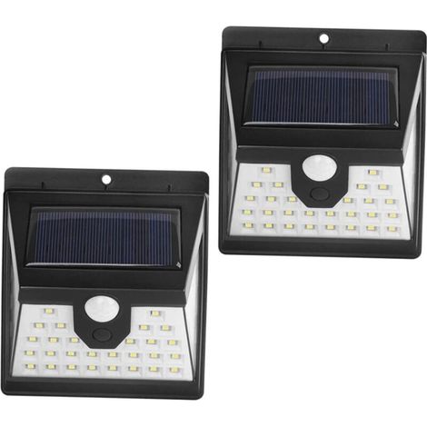 2-piece solar wall lights with motion sensor, LED outdoor lighting for garden and yard, easy solar installation