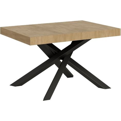 Petite table à manger design chêne clair et pieds entrelacés anthracite 130 cm Artemis (1/5)