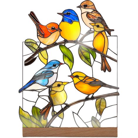 Ornement Oiseau Acrylique 2D - Décoration Murale et Surfacique Moderne - Pour Salon Chambre Bureau Étagère - Lot de 1