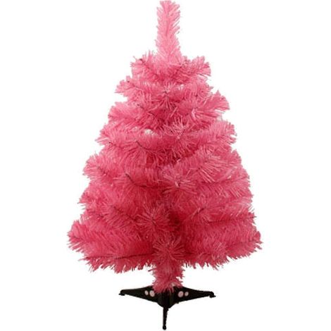 Sapin de Noël artificiel de 60 cm avec support en plastique pour décoration de Noël à la maison (rose)-Pink