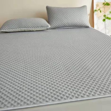 Surmatelas rafraîchissant d'été 150200cm, polyester respirant, housse de matelas confortable et fraîche, pliable et portable (gris)-Karteo (1/5)