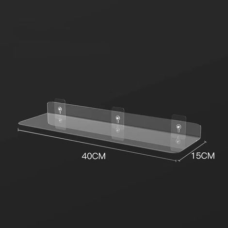 Étagère murale en acrylique transparent (40 cm x 15 cm) 20-50 cm, rangement flottant pour salle de bain/cuisine, étagère décorative épaisse et transparente (1/5)