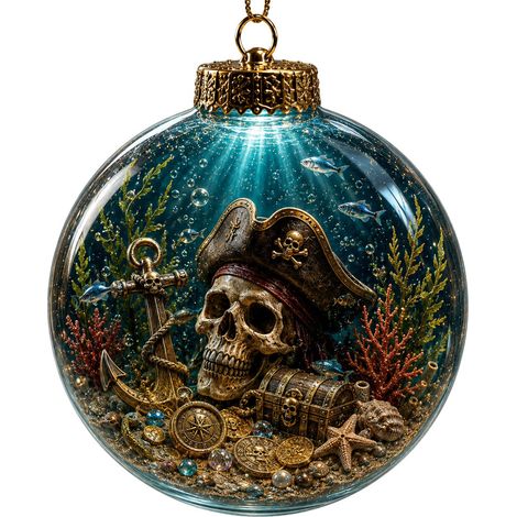Un pendentif boule de cristal sur le thème marin, une boule de cristal lumineuse 3D en forme de méduse, un cadeau de décoration pour sapin de Noël, style B avec lumières. (1/3)