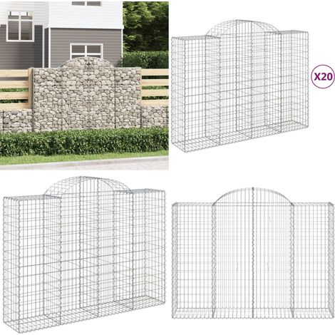 Gabionen mit Hochbogen 20Stk. 200x50x140/160cm Verzinktes Eisen - Gabionen - Gabionenkorb - Gartendekoration - Gartenzubehör - Zaun - Home & Living (1/5)
