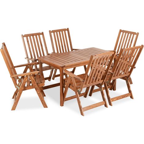 KONSIMO NYCTERE Gartentisch und Stühle Set für 6 Personen - Hergestellt in Europa - FSC-zertifiziert - Handgefertigt, braun (1/5)