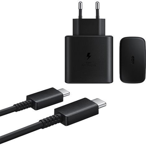 Chargeur rapide 45W pour Samsung USB-C avec câble de données 1 mètre + bloc secteur noir 45W (1/5)