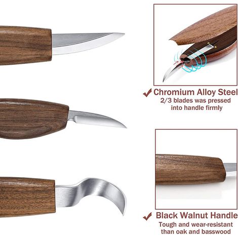 Juego de cuchillos 7 en 1 para tallado de madera a mano, modelismo, herramientas de tallado de madera para bricolaje, cuchara y cuchillo de corte. (1/3)