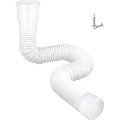 Tuyau d'évacuation des eaux pluviales en plastique - tête ronde de 90 mm de diamètre, flexible et rétractable - 1 pièce, blanc, 1.5 mètres (1/4)