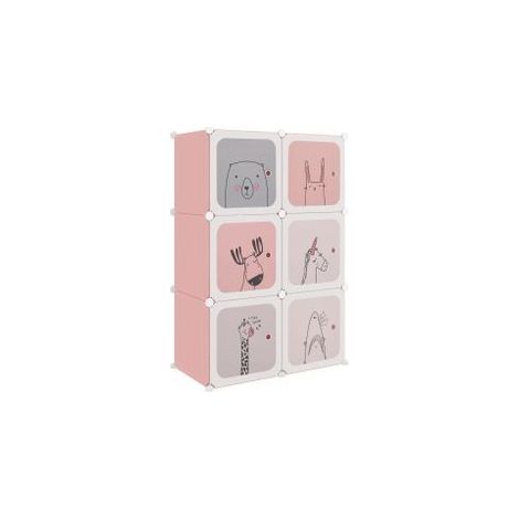 Armoire de rangement pour enfants avec 6 cubes Rose PP (1/5)
