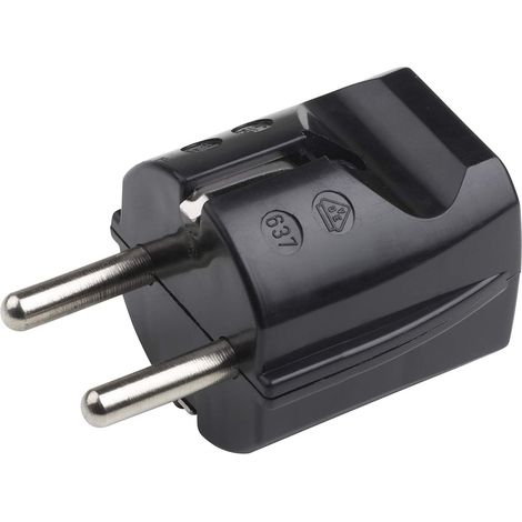 Fiche de Contact de Protection en Plastique Noir 250 V 16 a Section Cble Maximale 2,5 mm 2 Ip20 Entrée Droite Fiche Avec Serre-Cble