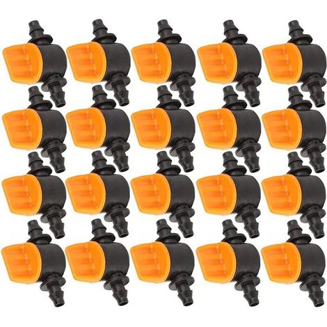 Lot de 20 mini vannes d'irrigation goutte à goutte 6,35 mm, pour tuyau 4/7 mm – DELKEVIC