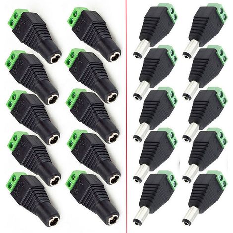 Connecteur Alimentation DC 5,5x2,1mm - 20 Pièces - PVC - Pour Caméra CCTV Et Bande LED (1/5)