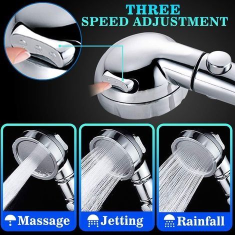Universelle Handbrause mit 3 Strahlarten, wassersparende Abschaltautomatik, abnehmbarer Duschkopf, Chrom-Finish, Badezimmerdusche, Silber (1/4)