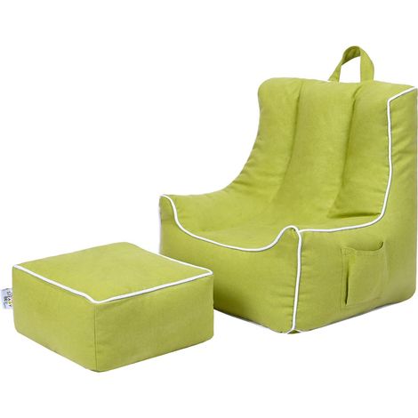 Ready Steady Bed - Sitzsack für Kinder mit Hocker, ergonomischer Kindersessel, bequeme Kindermöbel für das Wohnzimmer, Minisofa für das Spielzimmer - Limette (1/5)