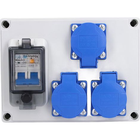 Prise murale double allemande boîtier réceptacle 200-250V avec interrupteur différentiel 230V 40A 1P+N (1/5)