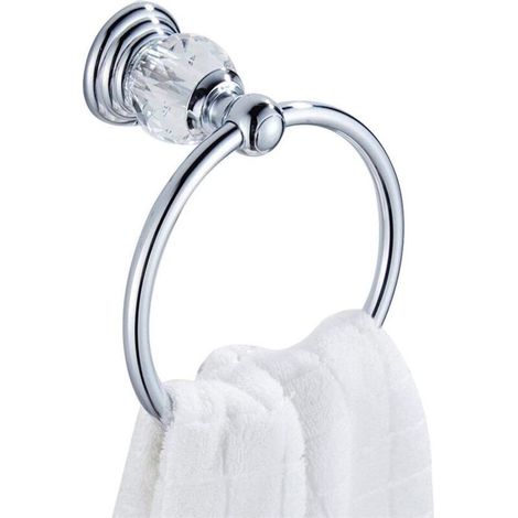 Handtuchring aus Kristall, Handtuchring fürs Badezimmer, Wandmontage (silber) (1/5)