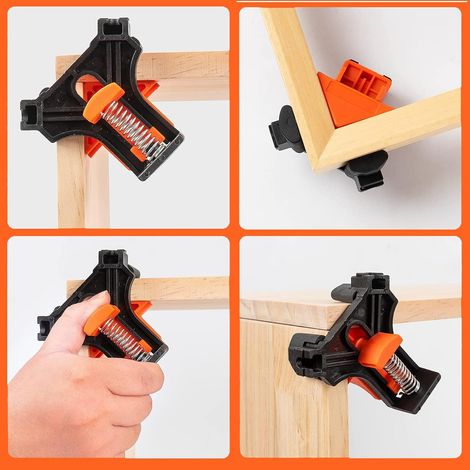 Lot de 4 Presses d'angles de 90 Degrés Serre Joint Menuisier Menuiserie Outillage pour Perçage et Fabrication d'armoires (1/5)