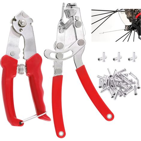 Lot de Embouts de câble en Alliage pour vélo - Embouts de câble à sertir et en Acier Inoxydable - Ciseaux coupants avec Levier de Vitesse de Frein, Outil d'extraction (1/5)