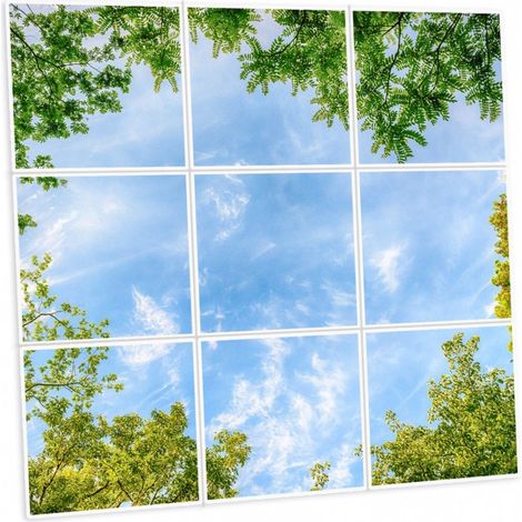 Pack de 9 dalles LED imprimées 600x600mm – Aluminium blanc – Pour plafond salle d'attente et bureaux – Fabriqué en France – Delitech