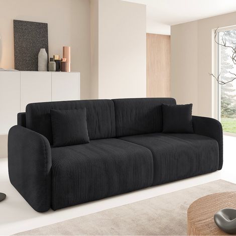 Sofá cama de 3 plazas con baúl Dora Negro (1/5)
