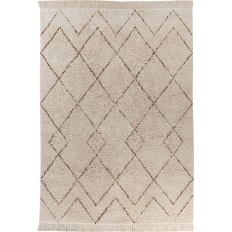 Tappeto Alena in Cotone a Pelo Corto Crema e Marrone (1/3)
