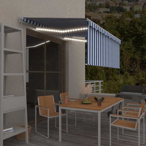 vidaXL Toldo retráctil manual con persiana y LED azul y blanco 3x2,5 m (1/5)