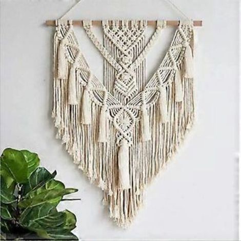 Tapisserie murale en macramé style bohème chic, effet bois flotté, décoration murale indie pour chambre, appartement, balcon, 50 cm (1/5)